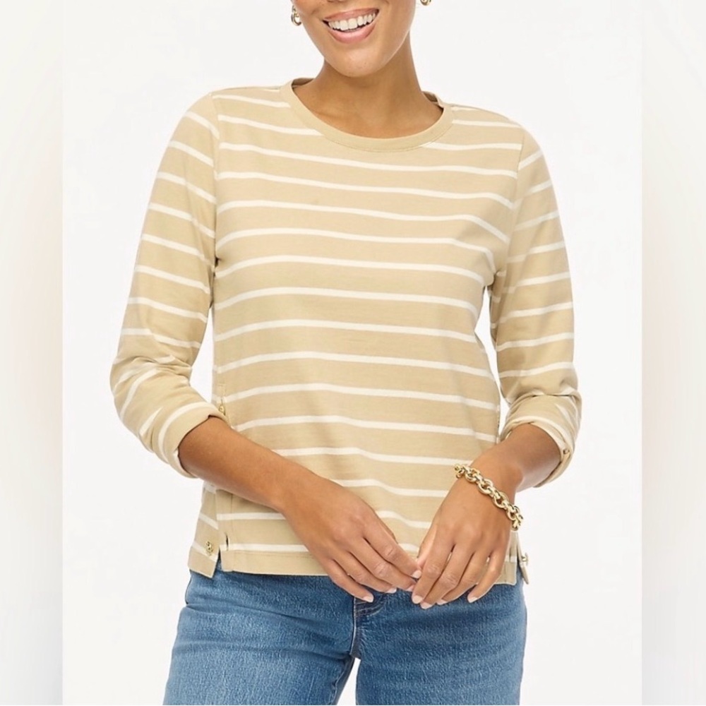 J. Crew Beige Striped Long Sleeve Top